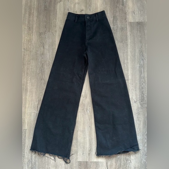 EUC Zara Marine Straight Black High Rise Wide Leg Jeans size 2 - Picture 5 of 12